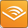 ICON: Audible app logo Orange background with white open book V shape and sound waves