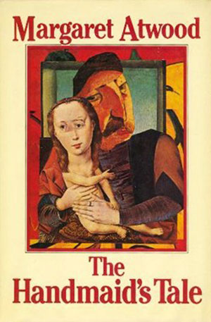 book cover features distorted picasso style artwork of oversized man holding figure of baby body with womans face. 