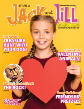 jack and jill magazine cover features girl holding red heart