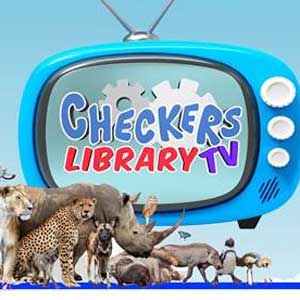 checkers library tv logo with animals
