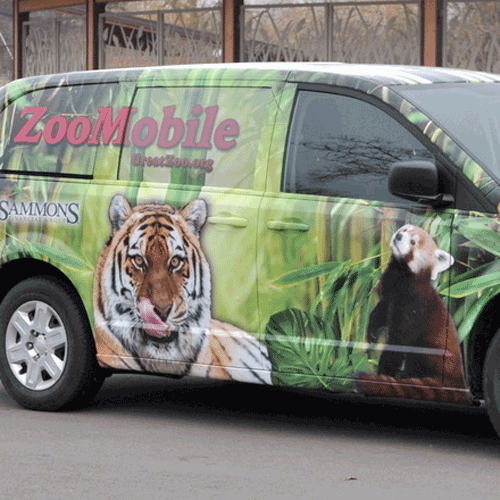 Zoo mobile vehicle decorated with tiger