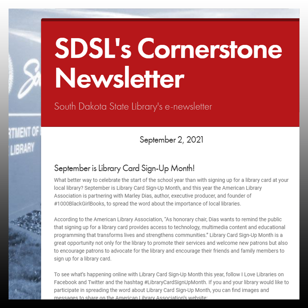 screenshot of cornerstone newsletter