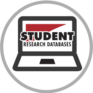 laptop with words student research databases